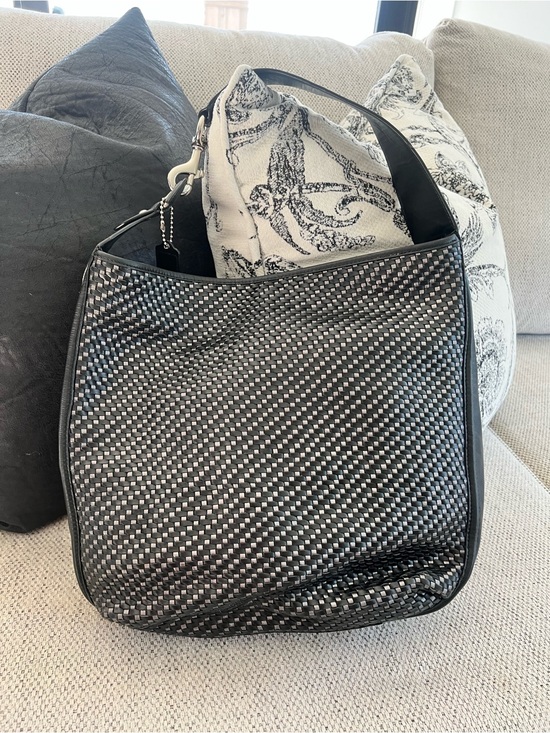 Coach Handbags - 🖤 The Soho Hobo | Coach Black Woven Leather | Shoulder Bag | Silver Hardware